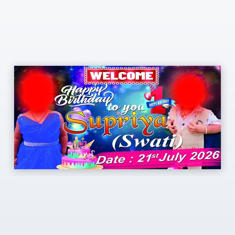 Happy Birthday Welcome Banner — Blue Sparkle