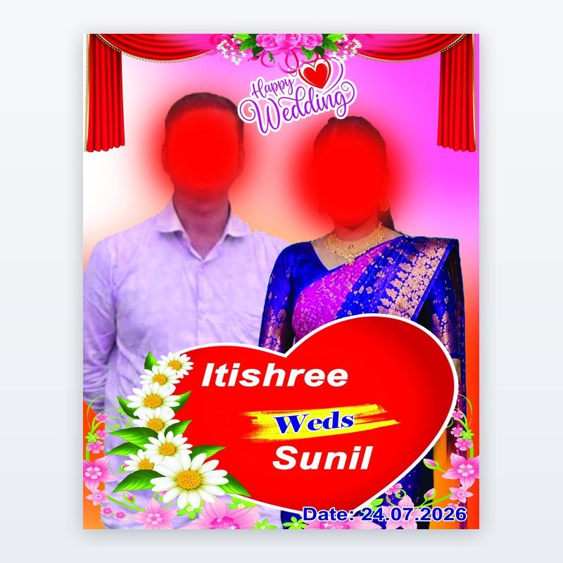 Wedding Welcome Standee — Golden Mandap